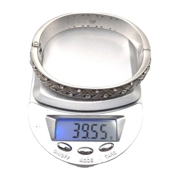 Brighton Silvertone Rhinestone Hinged Cuff Bangle Bracelet 6.75" Southwestern - Picture 10 of 14